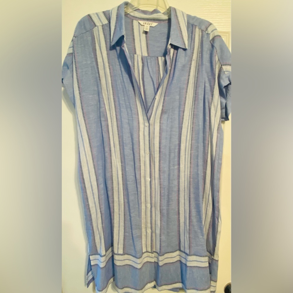 Tribal Fashions, chambray, shirt-dress with skip-stitches